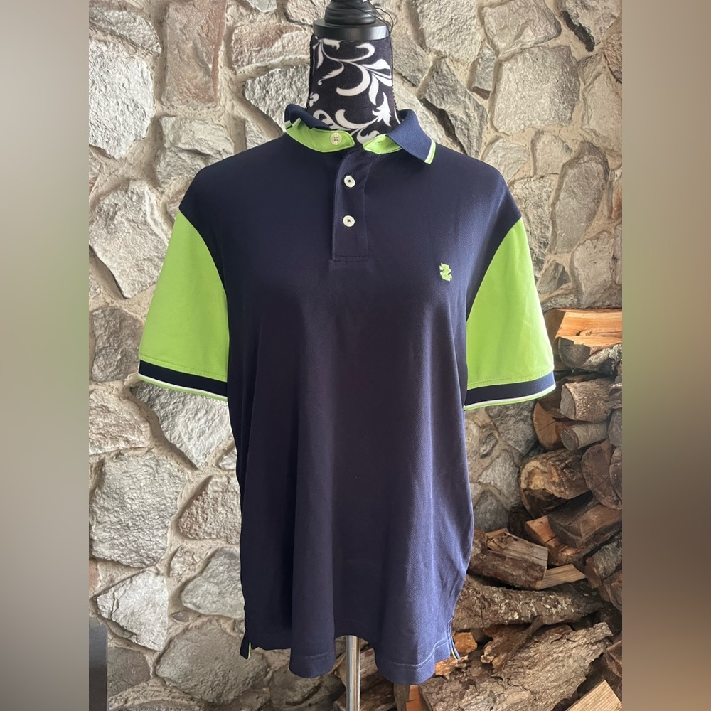 IZOD Blue & Green Mens Polo Shirt M